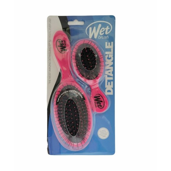 Wet Brush Intelliflex Detangling Brush 2 Pack Hot Neon Pink Full Size & Mini Pro - Picture 1 of 3